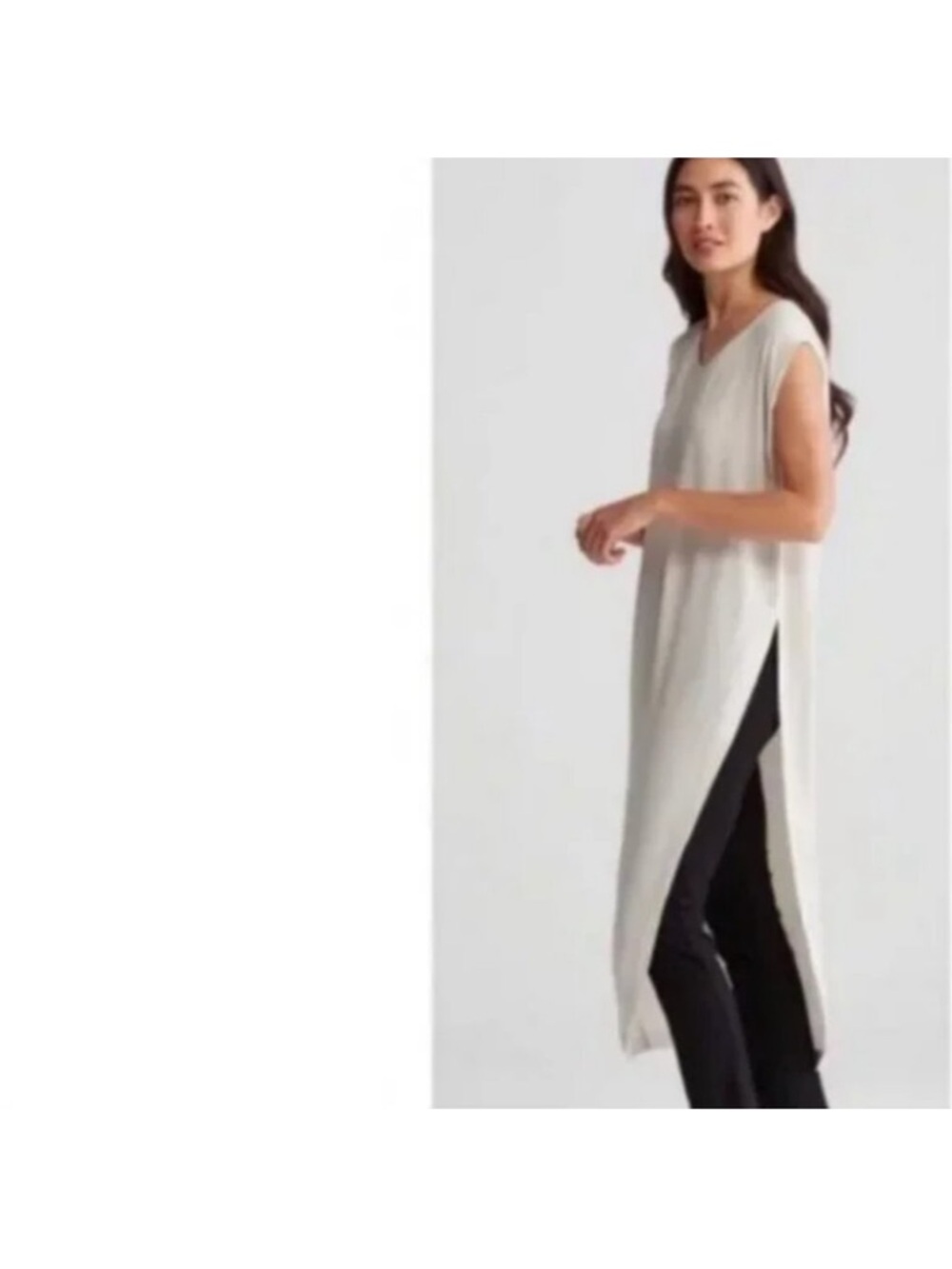 Eileen Fisher Black Sleeveless Maxi Tunic Dress - Picture 3 of 5